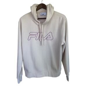 FILA Beige and Purple Long Sleeve Hoodie Sweatshirt - XL